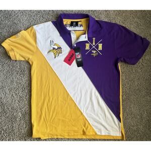 NFL Team Apparel Minnesota Vikings Men's Polo Shirt L Purple Yellow White